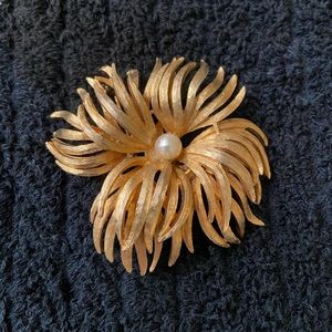 Gold tone brooch, EUC